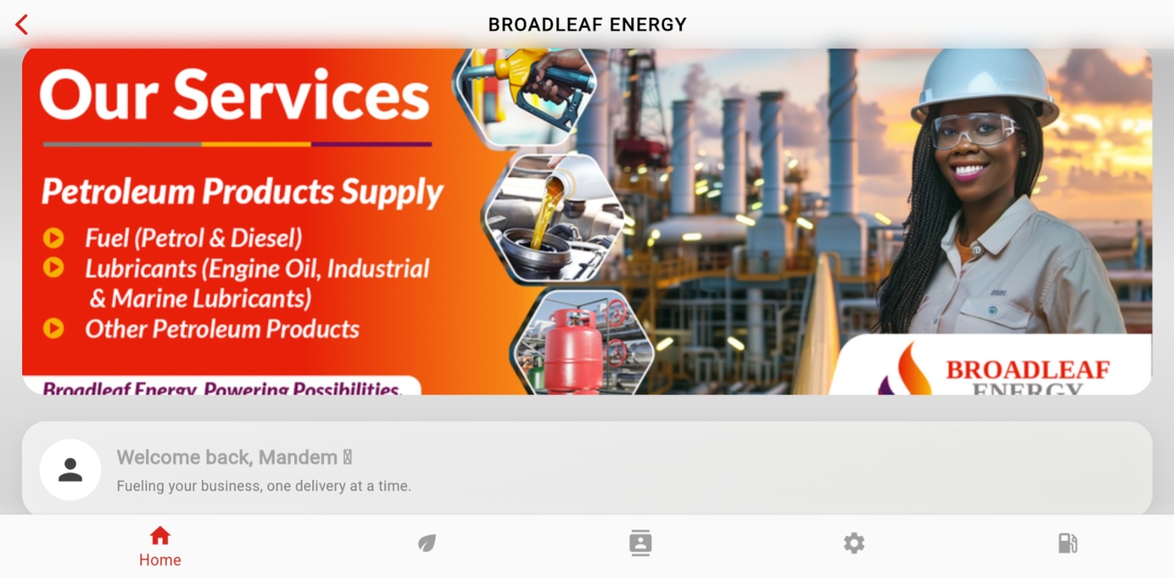 Petroleum Product Supplier Dashboard screenshot